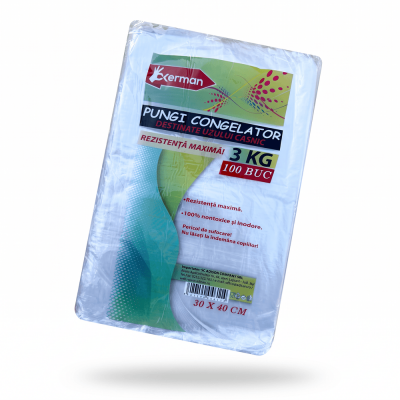 Pungi congelator 30x40 cm 100 buc 3 kg rezistenta 16 microni Okerman
